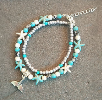 Pearl Retro Beach Pendant Anklet Bracelet